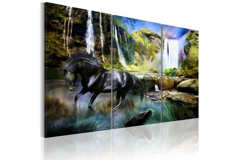 TAVLA Horse on the sky-blue waterfall background 90x60 - Artgeist sp. z o. o. - Inredning & dekor - Tavlor & konst - Canvastavla