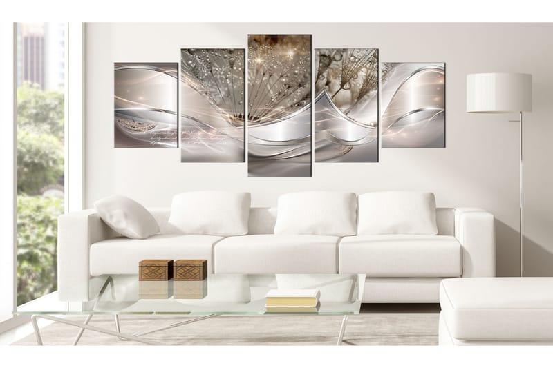 TAVLA Modern Dandelions 5 Parts Beige Wide 225x100 - Artgeist sp. z o. o. - Inredning & dekor - Tavlor & konst - Canvastavla