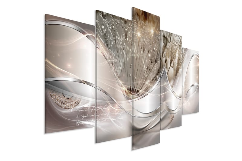 TAVLA Modern Dandelions 5 Parts Beige Wide 225x100 - Artgeist sp. z o. o. - Inredning & dekor - Tavlor & konst - Canvastavla