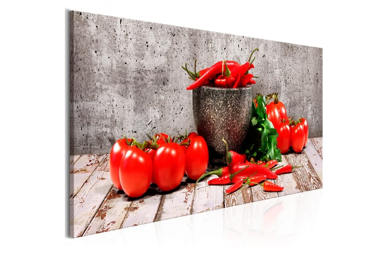 TAVLA Red Vegetables (1 Part) Concrete Narrow 135x45 - Artgeist sp. z o. o. - Inredning & dekor - Tavlor & konst - Canvastavla