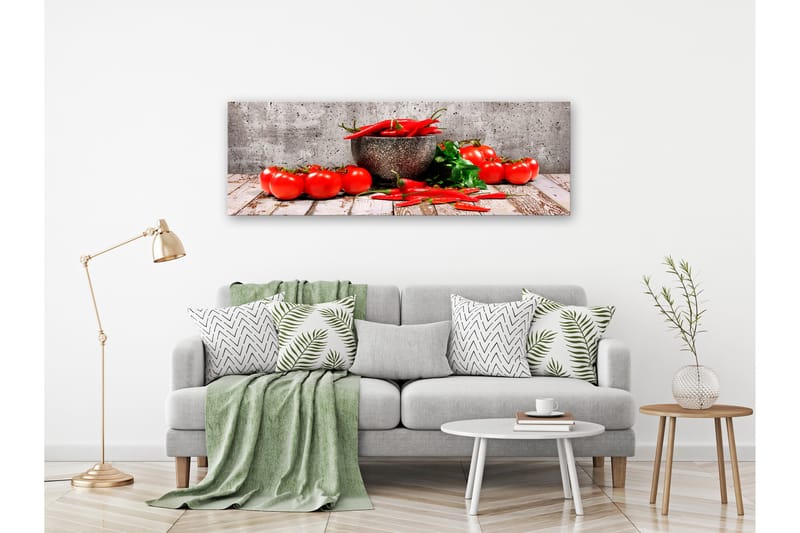 TAVLA Red Vegetables (1 Part) Concrete Narrow 120x40 - Artgeist sp. z o. o. - Inredning & dekor - Tavlor & konst - Canvastavla