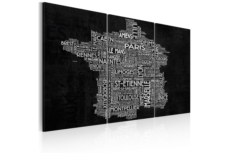 TAVLA Text map of France triptych 90x60 - Artgeist sp. z o. o. - Inredning & dekor - Tavlor & konst - Canvastavla