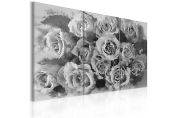 Tavla Tolv Roses Triptych 60X40 Grå