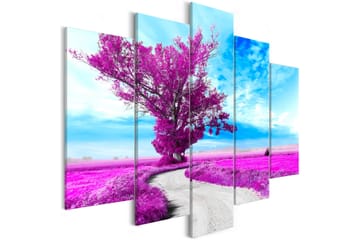 Tavla Tree Near The Road 5 Parts Violet 100X50 Rosa