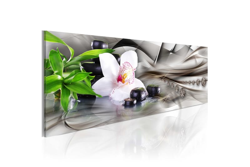 Tavla Zen Bamboo Orchid And Stones 135X45 Grå|Grön - Artgeist sp. z o. o. - Inredning & dekor - Tavlor & konst - Canvastavla