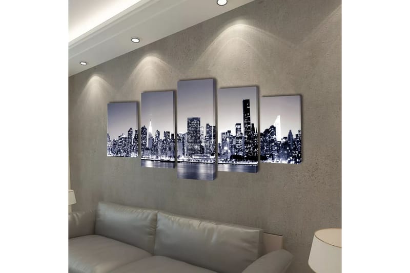 Uppsättning väggbonader på duk: New York Skyline 100x50 cm - Flerfärgad - Inredning & dekor - Tavlor & konst - Canvastavla