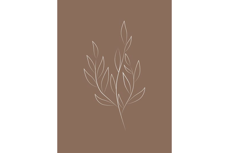 Poster Drawed leaf 30x40 cm - Brun - Inredning & dekor - Tavlor & konst - Poster & print