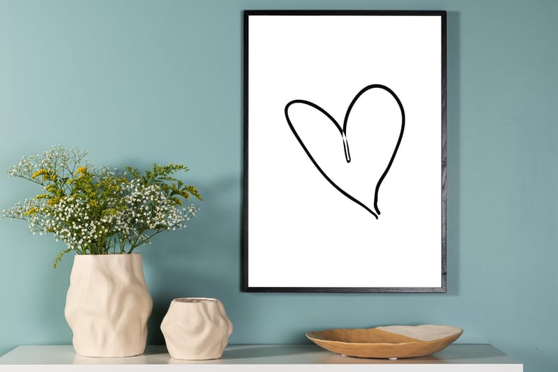 Poster Heart 21x30 cm - Svart/Vit - Inredning & dekor - Tavlor & konst - Poster & print