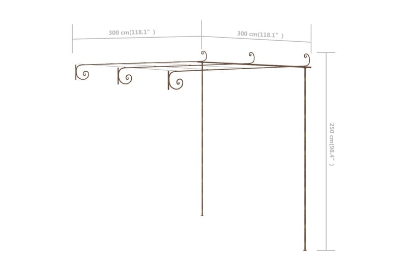 Pergola antikbrun 3x3x2,5 m järn - Brun - Inredning & dekor - Trädgårdsdekoration - Rosenbåge