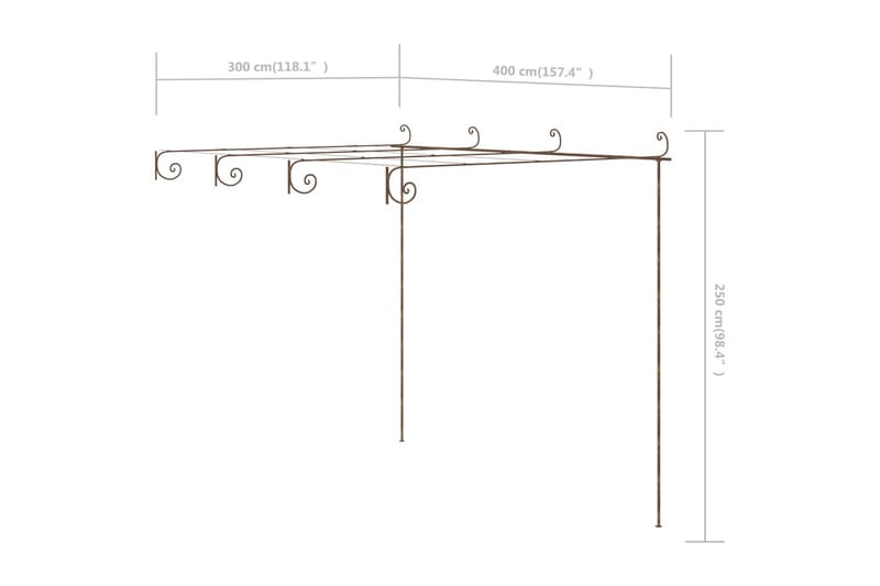 Pergola antikbrun 4x3x2,5 m järn - Brun - Inredning & dekor - Trädgårdsdekoration - Rosenbåge