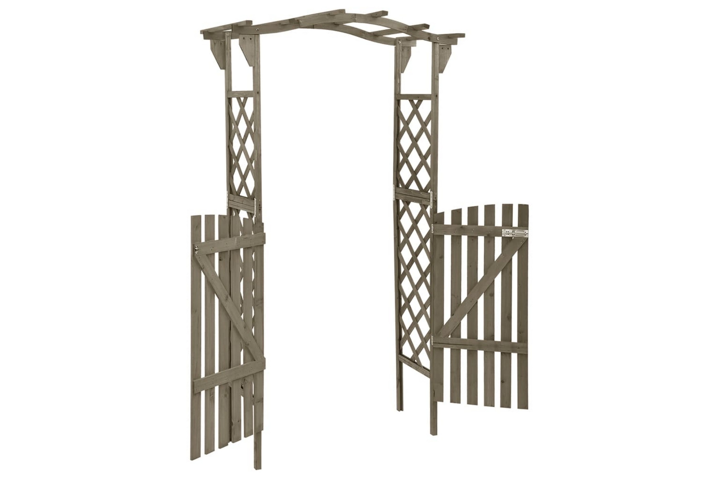 Pergola med grind 116x40x204 cm grå massivt granträ – Grå