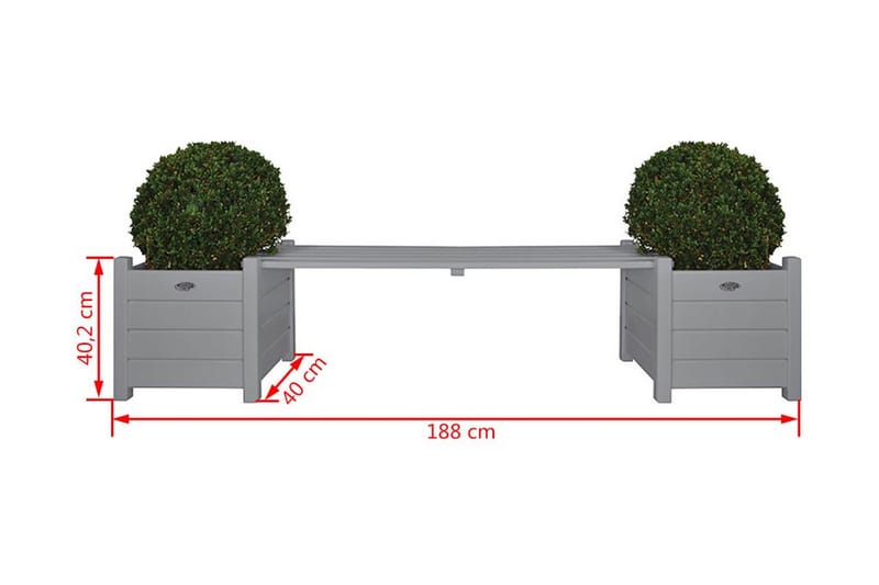 Esschert Design Blomlådor med bänk Grå CF33G - Grå - Inredning & dekor - Trädgårdsdekoration - Utomhuskrukor - Blomlåda