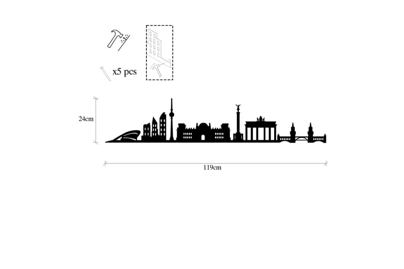 BERLIN SKYLINE Väggdekor Svart - Inredning & dekor - Väggdekor - Skyltar - Plåtskylt