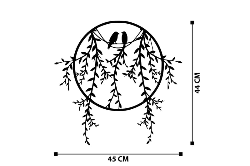 BIRDS ON TREE BRANCH Väggdekor Svart - Inredning & dekor - Väggdekor - Skyltar - Plåtskylt