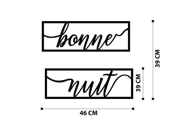 BONNE NUIT 1 Väggdekor Svart - Inredning & dekor - Väggdekor - Skyltar - Plåtskylt
