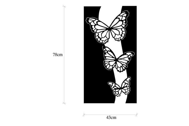 BUTTERFLY 5 Väggdekor Svart - Inredning & dekor - Väggdekor - Skyltar - Plåtskylt