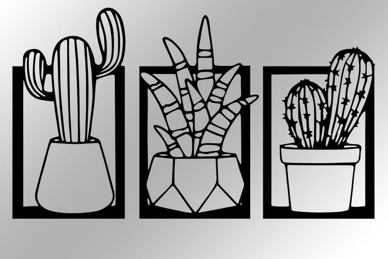 CACTI Väggdekor Svart - Inredning & dekor - Väggdekor - Skyltar - Plåtskylt