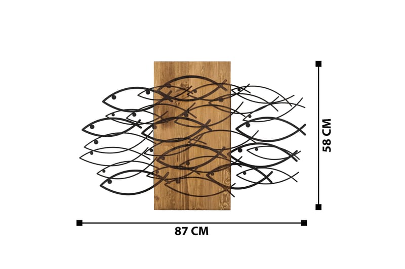 FISH Väggdekor Svart/Valnöt - Inredning & dekor - Väggdekor - Skyltar - Plåtskylt