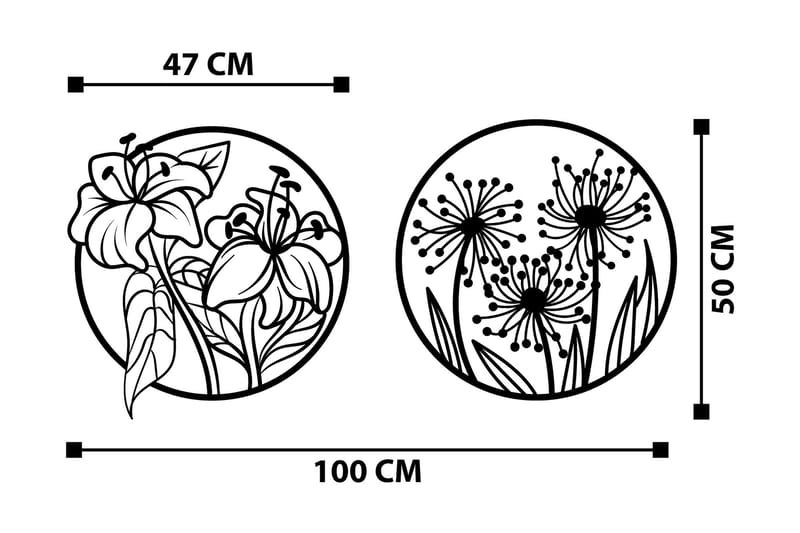 FLOWERS Väggdekor Svart - Inredning & dekor - Väggdekor - Skyltar - Plåtskylt