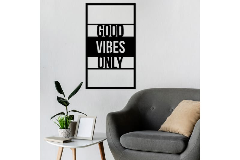 GOOD VIBES ONLY 40 cm Väggdekor Svart - Inredning & dekor - Väggdekor - Skyltar - Plåtskylt