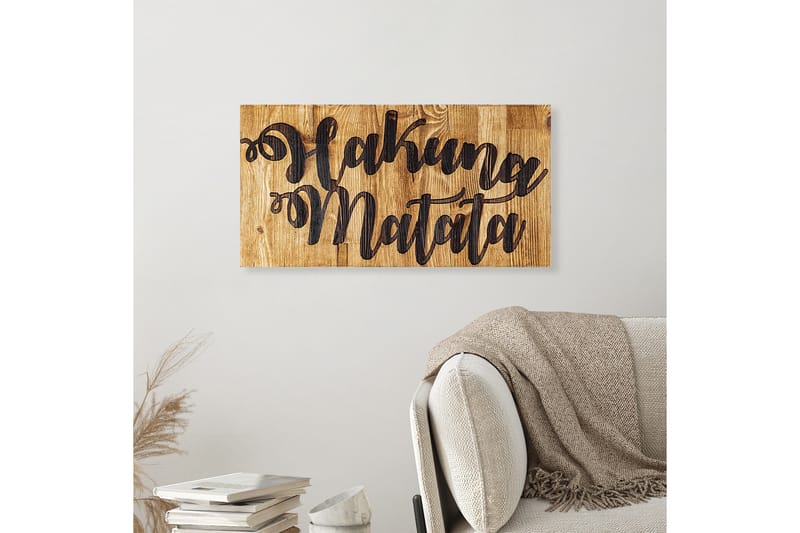 HAKUNA MATATA MOTTO Väggdekor Svart/Valnöt - Inredning & dekor - Väggdekor - Skyltar - Plåtskylt