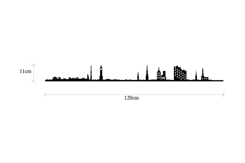 HAMBURG SKYLINE Väggdekor Svart - Inredning & dekor - Väggdekor - Skyltar - Plåtskylt