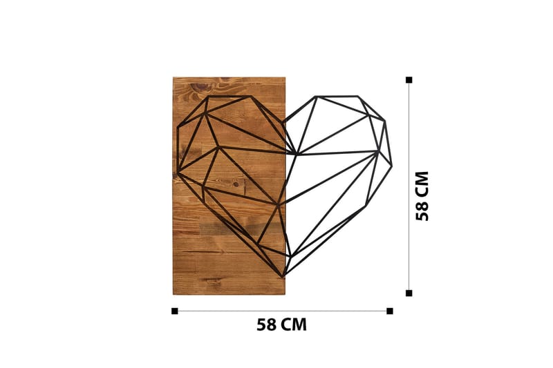 HEART Väggdekor Svart/Valnöt - Inredning & dekor - Väggdekor - Skyltar - Plåtskylt