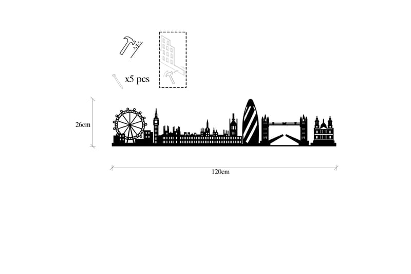 LONDON SKYLINE Väggdekor Svart - Inredning & dekor - Väggdekor - Skyltar - Plåtskylt