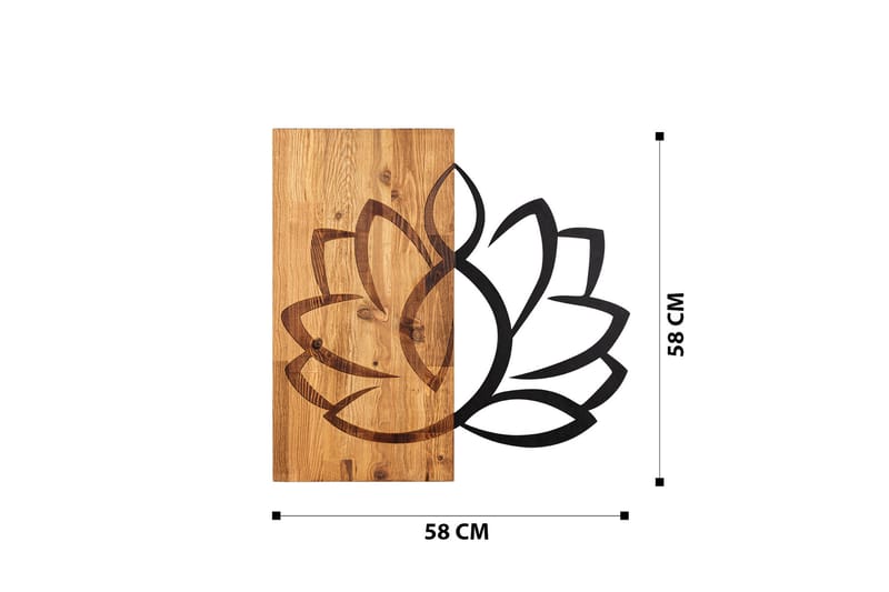 LOTUS Väggdekor Svart/Valnöt - Inredning & dekor - Väggdekor - Skyltar - Plåtskylt