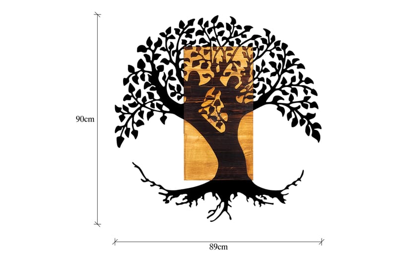 MONUMENT TREE Väggdekor Svart/Valnöt - Inredning & dekor - Väggdekor - Skyltar - Plåtskylt