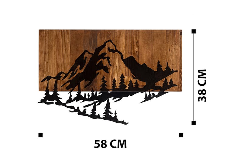 MOUNTAIN 2 Väggdekor Svart/Valnöt - Inredning & dekor - Väggdekor - Skyltar - Plåtskylt