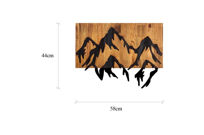 MOUNTAIN 5 Väggdekor Svart/Ljus Valnöt - Inredning & dekor - Väggdekor - Skyltar - Plåtskylt