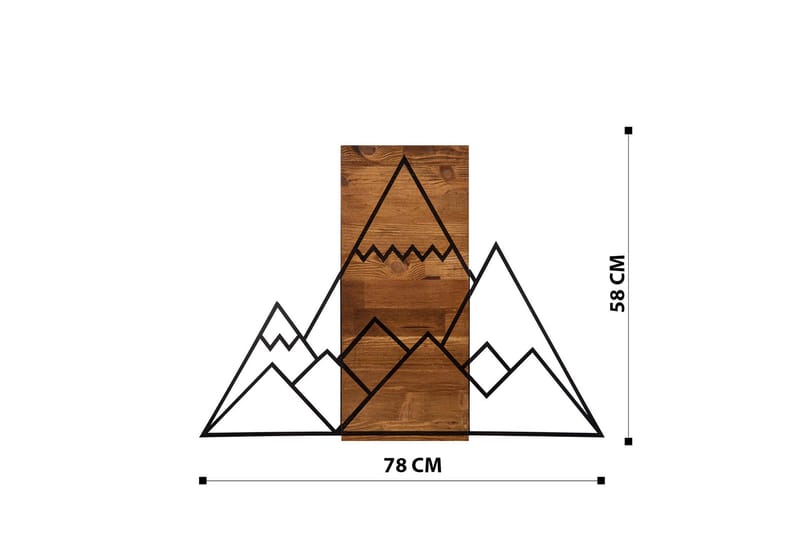 MOUNTAIN Väggdekor Svart/Valnöt - Inredning & dekor - Väggdekor - Skyltar - Plåtskylt