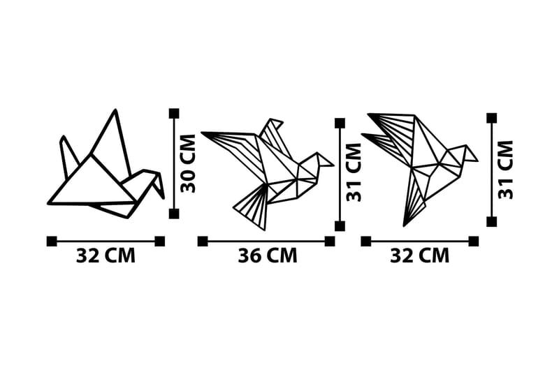 ORIGAMI Väggdekor Svart - Inredning & dekor - Väggdekor - Skyltar - Plåtskylt