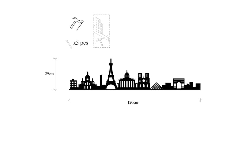 PARIS SKYLINE Väggdekor Svart - Inredning & dekor - Väggdekor - Skyltar - Plåtskylt