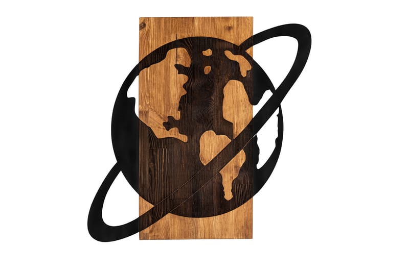 PLANET WOODEN ACCESSORY Väggdekor Svart/Valnöt - Inredning & dekor - Väggdekor - Skyltar - Plåtskylt