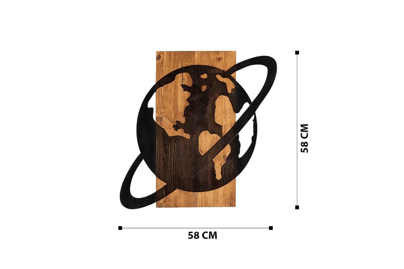 PLANET WOODEN ACCESSORY Väggdekor Svart/Valnöt - Inredning & dekor - Väggdekor - Skyltar - Plåtskylt