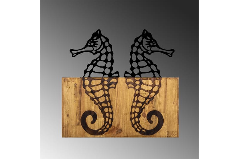 SEAHORSE Väggdekor Svart/Valnöt - Inredning & dekor - Väggdekor - Skyltar - Plåtskylt