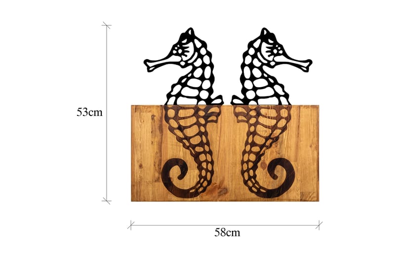 SEAHORSE Väggdekor Svart/Valnöt - Inredning & dekor - Väggdekor - Skyltar - Plåtskylt