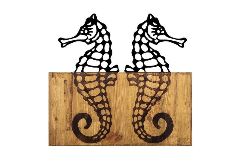 SEAHORSE Väggdekor Svart/Valnöt - Inredning & dekor - Väggdekor - Skyltar - Plåtskylt