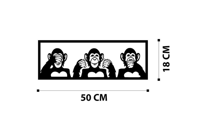 THREE MONKEYS S Väggdekor Svart - Inredning & dekor - Väggdekor - Skyltar - Plåtskylt