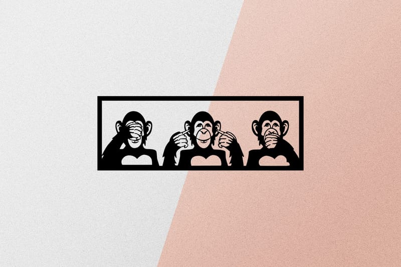 THREE MONKEYS S Väggdekor Svart - Inredning & dekor - Väggdekor - Skyltar - Plåtskylt