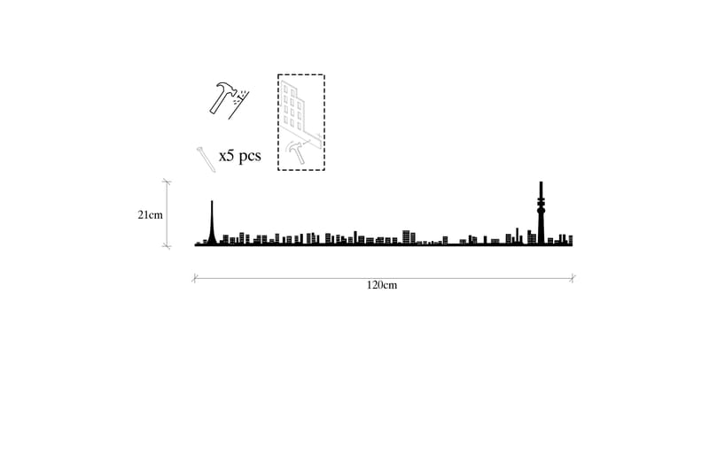 TOKYO SKYLINE Väggdekor Svart - Inredning & dekor - Väggdekor - Skyltar - Plåtskylt