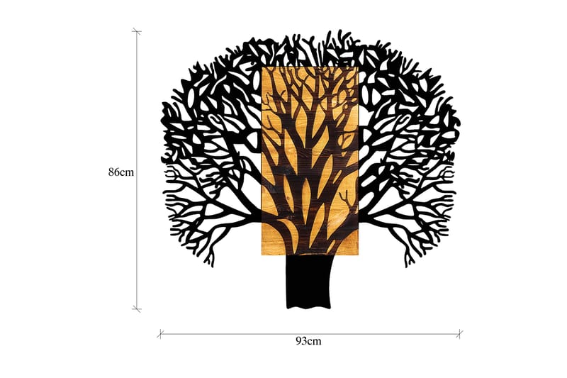 TREE 1 Väggdekor Svart/Valnöt - Inredning & dekor - Väggdekor - Skyltar - Plåtskylt