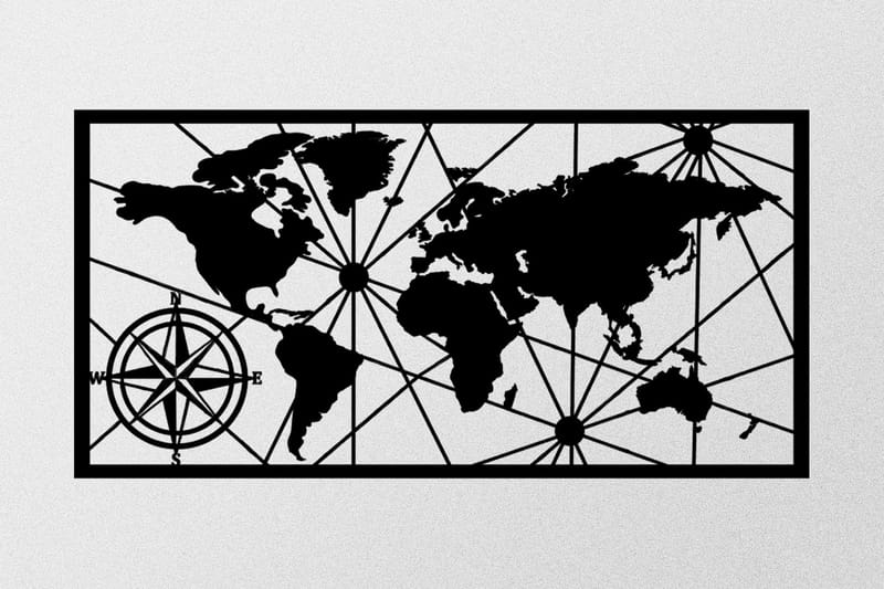 WORLD MAP 1 Large Väggdekor Svart - Inredning & dekor - Väggdekor - Skyltar - Plåtskylt