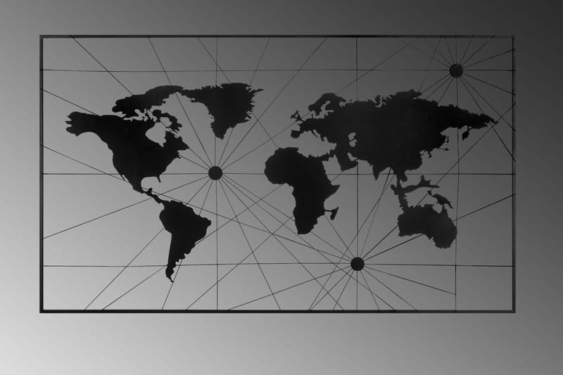 WORLD MAP 16 Väggdekor Svart - Inredning & dekor - Väggdekor - Skyltar - Plåtskylt