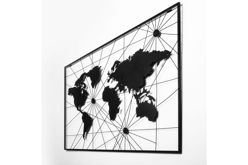 WORLD MAP 16 Väggdekor Svart - Inredning & dekor - Väggdekor - Skyltar - Plåtskylt