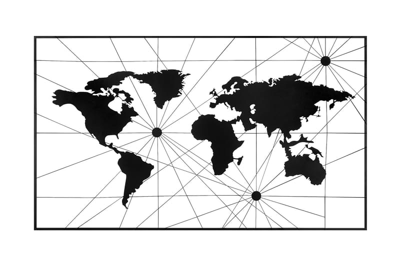 WORLD MAP 16 Väggdekor Svart - Inredning & dekor - Väggdekor - Skyltar - Plåtskylt