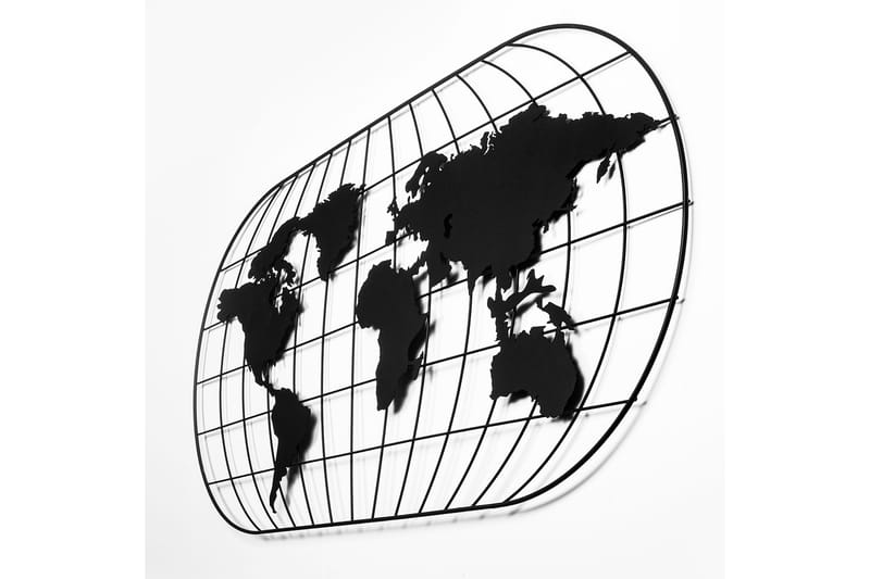 WORLD MAP 17 Väggdekor Svart - Inredning & dekor - Väggdekor - Skyltar - Plåtskylt