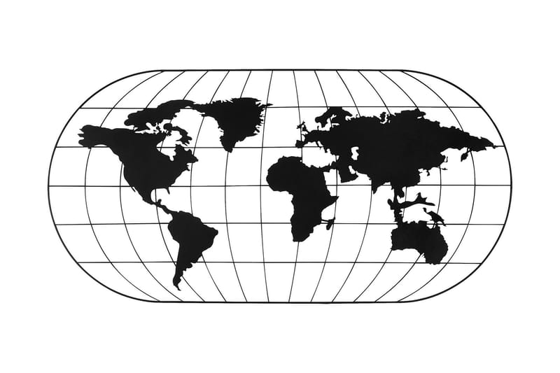 WORLD MAP 17 Väggdekor Svart - Inredning & dekor - Väggdekor - Skyltar - Plåtskylt